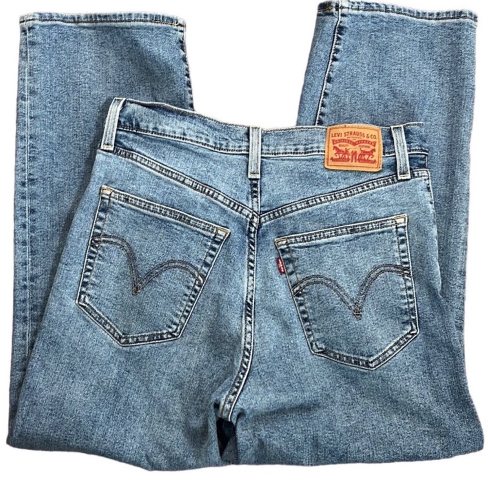 Levi's Ribcage Straight Ankle Jeans Women's 30 Blue Inseam 27" Button Fly